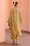 Shop_Rishi and Vibhuti_Blue Crepe Printed And Embroidered Tropical V Neck Sunshine Kaftan & Pant Set _at_Aza_Fashions