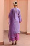 Shop_Rishi and Vibhuti_Purple Cotton, Crepe, Chiffon Tassels, Embroidery Placement Printed Kurta Set_at_Aza_Fashions