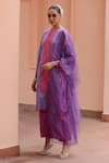 Rishi and Vibhuti_Purple Cotton, Crepe, Chiffon Tassels, Embroidery Placement Printed Kurta Set_Online_at_Aza_Fashions