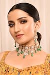 Buy_Moh-Maya By Disha Khatri_Gold Plated Beads, Pearls Kundan Choker Set With Earrings _at_Aza_Fashions