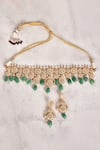Shop_Moh-Maya By Disha Khatri_Gold Plated Beads, Pearls Kundan Choker Set With Earrings _at_Aza_Fashions
