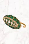 Shop_Kaari_Gold Plated Gemstones, Diamonds Emerald Vellore Polki Two Finger Ring _at_Aza_Fashions