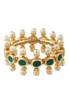 Shop_Just Shradhas_Gold Plated Pearls Kundan Studded Bangle _at_Aza_Fashions