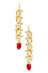 Shop Just Shradhas Gold Plated Pearls, Beads Kundan Drop Earrings at Aza Fashions Shop_Just Shradhas_Gold Plated Pearls, Beads Kundan Drop Earrings _at_Aza_Fashions