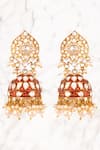 Shop_Kaari_Gold Plated Pearls Vellore Polki Jhumkas _at_Aza_Fashions