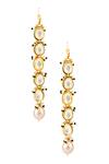 Shop_Just Shradhas_Gold Plated Pearls, Beads, Diamonds Tiered Kundan Earrings _at_Aza_Fashions