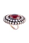 Shop_Noor_Silver Plated Pearl Handcrafted Embellished Ring _at_Aza_Fashions