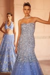 Shop_Prevasu_Blue Net Embellished Sequin Sweetheart Neck Falak Fish Cut Gown _Online_at_Aza_Fashions