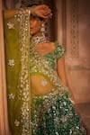 Prevasu_Green Lehenga And Blouse Pure Silk Floral Pattern Embellished Bridal Set _at_Aza_Fashions