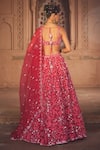 Shop_Prevasu_Pink Blouse Pure Silk Embroidered Sequin Floral Hand Bridal Lehenga Set _at_Aza_Fashions