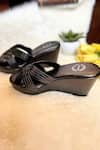 Buy_Modanta Footwear_Black Criss Cross Strap Wedge Heels _Online_at_Aza_Fashions