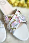 Modanta Footwear_White Embroidered Cross Strap Wedges _Online_at_Aza_Fashions