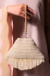 Buy_Clutch'D_White Embellished Pearl Tassel Clutch Bag _at_Aza_Fashions