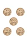 Cosa Nostraa_Gold Stallion Shimmer Buttons - Set Of 5 _Online_at_Aza_Fashions