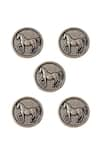 Cosa Nostraa_Grey Stallion Shimmer Carved Buttons - Set Of 5 _Online_at_Aza_Fashions