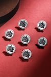 Buy_Cosa Nostraa_Silver Emperor Crown Brass Buttons - Set Of 7 _at_Aza_Fashions