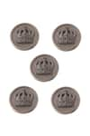 Cosa Nostraa_Grey Emperor Crown Carved Buttons - Set Of 5 _Online_at_Aza_Fashions