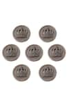 Cosa Nostraa_Grey Emperor Crown Carved Buttons - Set Of 7 _Online_at_Aza_Fashions