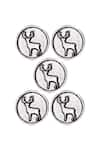 Cosa Nostraa_Silver Daring Deer Carved Buttons - Set Of 5 _Online_at_Aza_Fashions