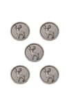 Cosa Nostraa_Grey Daring Deer Buttons - Set Of 5 _Online_at_Aza_Fashions