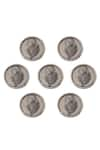 Cosa Nostraa_Grey Peacock Feather Brass Buttons - Set Of 7 _Online_at_Aza_Fashions