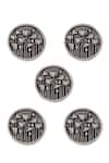 Cosa Nostraa_Grey Lotus Garden Buttons - Set Of 5 _Online_at_Aza_Fashions