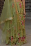 BAARO MASI_Green Vegan Crepe Printed Floral Halter Neck Tiered Skirt Set _Online_at_Aza_Fashions