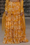 Buy_BAARO MASI_Yellow Vegan Crepe Printed Floral Halter Neck Bloom Skirt Set _Online_at_Aza_Fashions