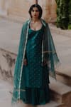 Buy_BAARO MASI_Green Brocade Woven Vintage Pattern Scoop Neck Kurta Skirt Set _at_Aza_Fashions