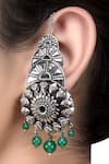 Buy Tribe Amrapali Silver Plated Green Glass Oxidized Mirror Danglers at Aza Fashions Buy_Tribe Amrapali_Silver Plated Green Glass Oxidized Mirror Danglers _at_Aza_Fashions