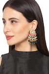 Buy_Hrisha Jewels_Gold Plated Agate Floral Kundan Polki Danglers _at_Aza_Fashions