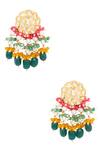 Shop_Hrisha Jewels_Gold Plated Agate Floral Kundan Polki Danglers _at_Aza_Fashions