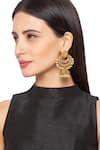 Buy_HRISHA_Gold Plated Stones, Beads Carved Chandbali Jhumkas _at_Aza_Fashions