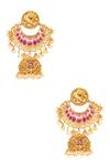 Shop_HRISHA_Gold Plated Stones, Beads Carved Chandbali Jhumkas _at_Aza_Fashions