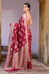 Shop_Naaritva India_Pink Handloom Cotton, Chiffon Meena Pattern Banarasi Saree With Running Blouse_at_Aza_Fashions
