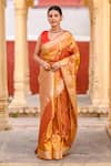 Buy_Naaritva India_Yellow Katan Silk Handwoven Banarasi Saree With Running Blouse _at_Aza_Fashions