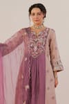 Buy_172 THREADS_Purple Chanderi Embroidered Floral Notched Kurta Pant Set_Online_at_Aza_Fashions