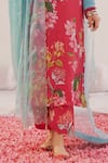 Shop_172 THREADS_Pink Crepe Printed Floral V Neck Beads And Sequins Embroidered Kurta Set  _Online_at_Aza_Fashions