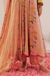 Buy_172 THREADS_Peach Crepe Printed Floral V Neck Pattern Anarkali Pant Set _Online_at_Aza_Fashions