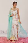 Buy_172 THREADS_White Crepe Printed Floarl Round Floral Kurta Sharara Set _at_Aza_Fashions