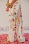 172 THREADS_White Crepe Printed Floarl Round Floral Kurta Sharara Set _Online_at_Aza_Fashions