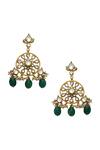 Shop_Tizora_Gold Plated Pearls, Diamonds, Stones Kundan Drop Danglers _at_Aza_Fashions