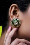 Buy_Tizora_Gold Plated Kundan Meenakari Stud Earrings _at_Aza_Fashions