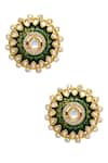 Shop_Tizora_Gold Plated Kundan Meenakari Stud Earrings _at_Aza_Fashions