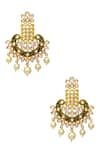 Shop_Tizora_Gold Plated Pearls, Diamonds Enamelled Kundan Danglers _at_Aza_Fashions