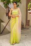 Buy_Geroo Jaipur_Multi Color Chiffon Hand Embroidered Shaded Saree With Unstitched Blouse Piece_Online_at_Aza_Fashions