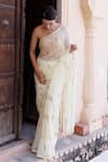 Shop_Geroo Jaipur_Cream Chiffon Hand Embroidered Resham Saree With Unstitched Blouse Piece _at_Aza_Fashions