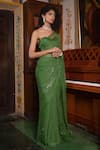 Buy_Geroo Jaipur_Green Chiffon Hand Embroidered Mukaish Work Saree With Unstitched Blouse Piece _at_Aza_Fashions