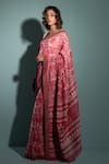 Geroo Jaipur_Pink Pure Chanderi Hand Block Printed Floral Saree With Unstitched Blouse Piece_Online_at_Aza_Fashions
