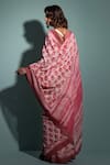 Shop_Geroo Jaipur_Pink Pure Chanderi Hand Block Printed Flower Saree With Unstitched Blouse Piece _at_Aza_Fashions